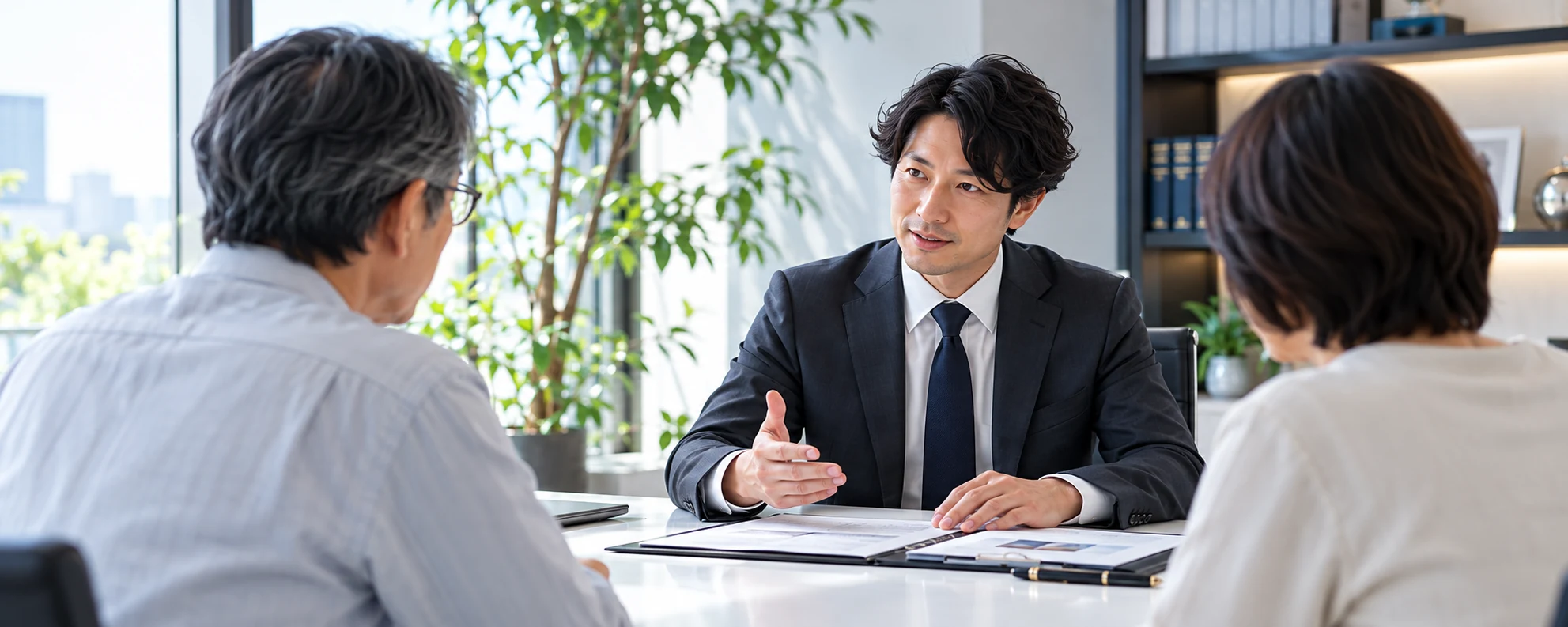弁護士がご家族の話に耳を傾ける様子